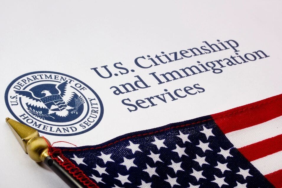 A close up of the u. S. Citizenship and immigration services logo